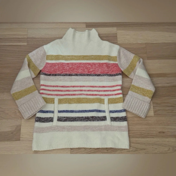 Anthropologie Elana tunic pullover funnel neck sweater striped relaxed Sz Small - Picture 3 of 11